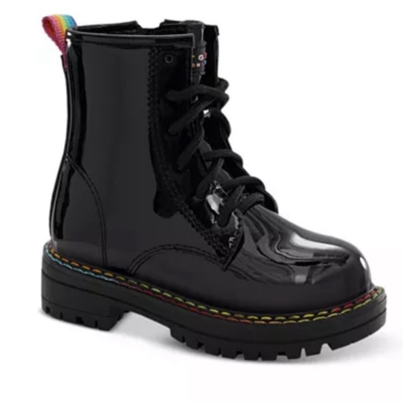 Kurt Geiger Other - Kurt Geiger Mini Birdie Black Combat Boots Rainbow 3